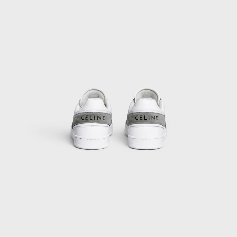SNEAKER CELINE TRAINER LOW LACE-UP em CAMURÇA DE COURO DE VITELA E COURO DE VITELA - GREY/OPTIC WHITE -  - 1 | CELINE