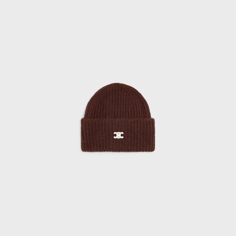 triomphe beanie IN SEAMLESS CASHMERE - BROWN -  - 1 | CELINE