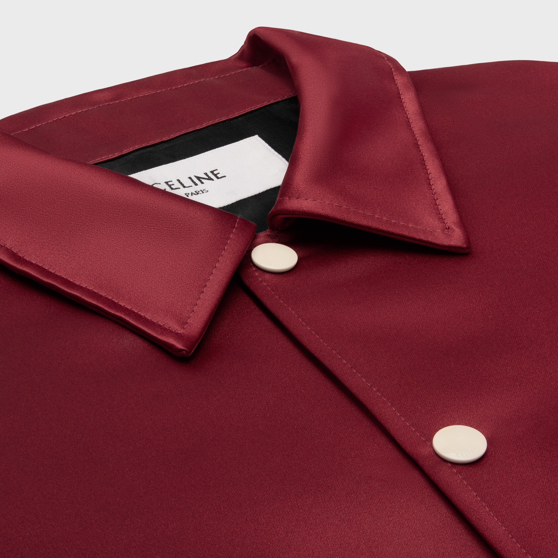 TRIOMPHE TEDDY JACKET IN SATIN - BURGUNDY | CELINE