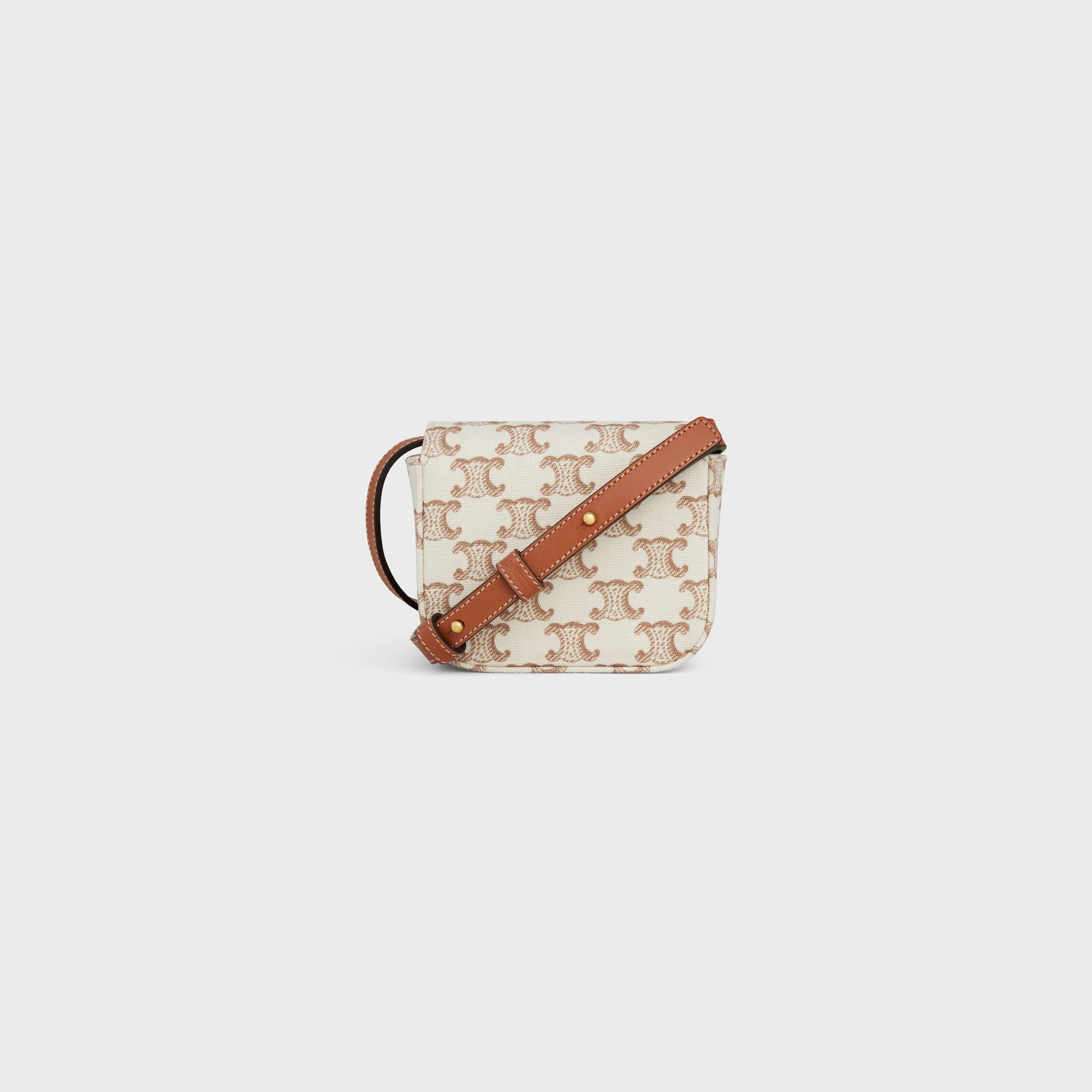MINI CLAUDE IN TEXTILE WITH TRIOMPHE PRINT AND CALFSKIN