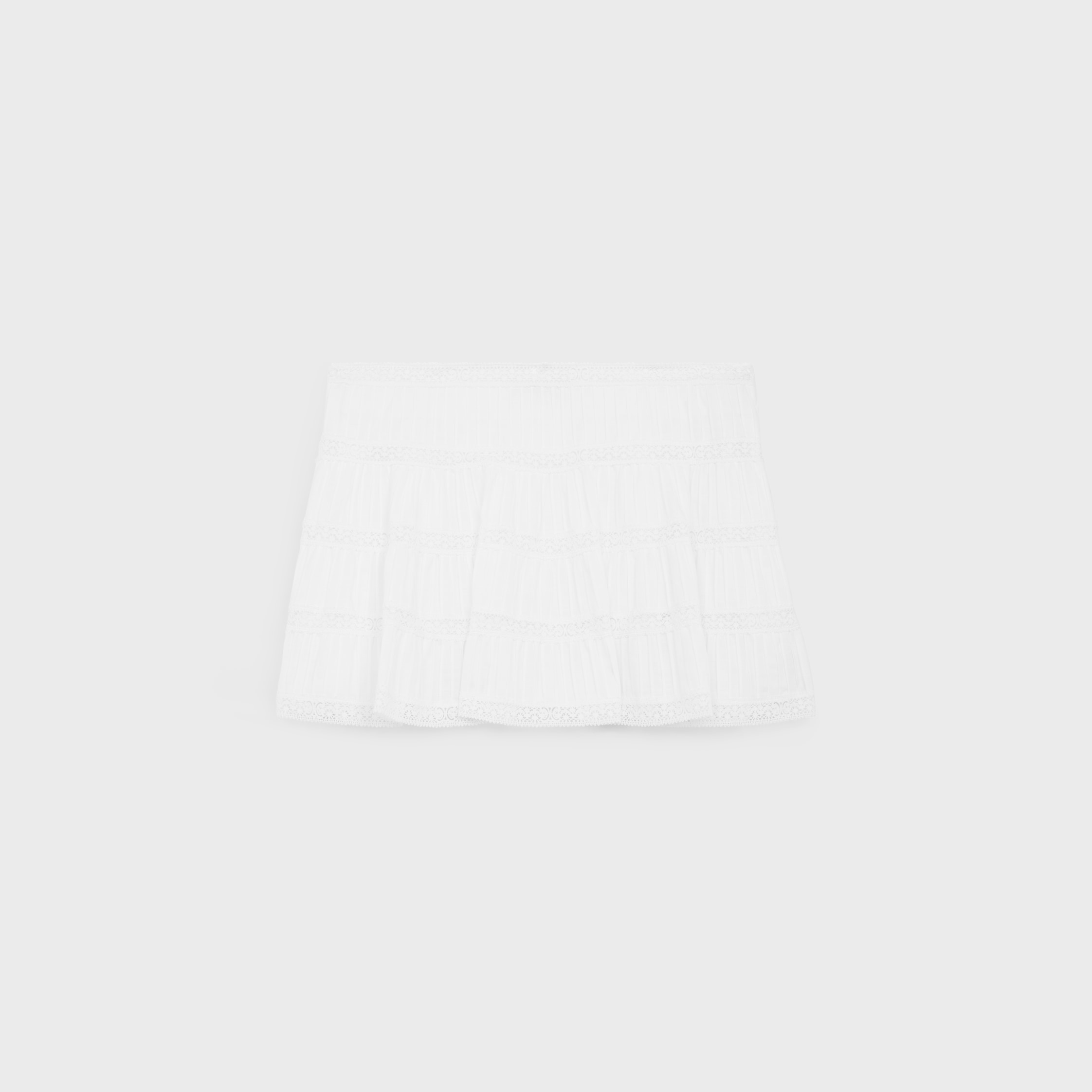 CELINE セリーヌ 刺繍入りトリム ミニスカート コットンバチスト 刺繍入りトリム ミニスカート / コットンバチスト - ホワイト