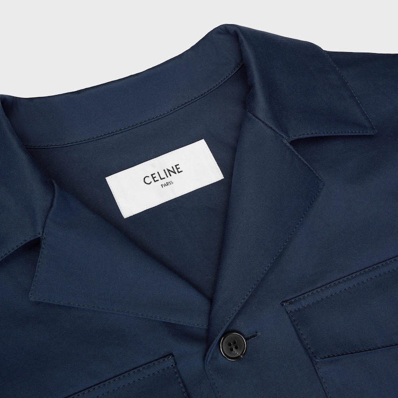 Giacca camicia in raso di cotone - BLU NAVY -  - 1 | CELINE