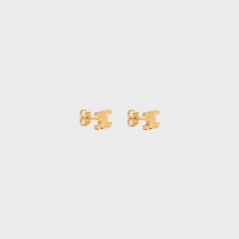 Triomphe Studs in Brass with Gold Finish - GOLD - EARRINGS - 1 | CELINE