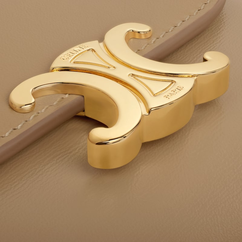 Small Flap Wallet TRIOMPHE IN Shiny calfskin - SMOKED BROWN - WALLETS - 1 | CELINE