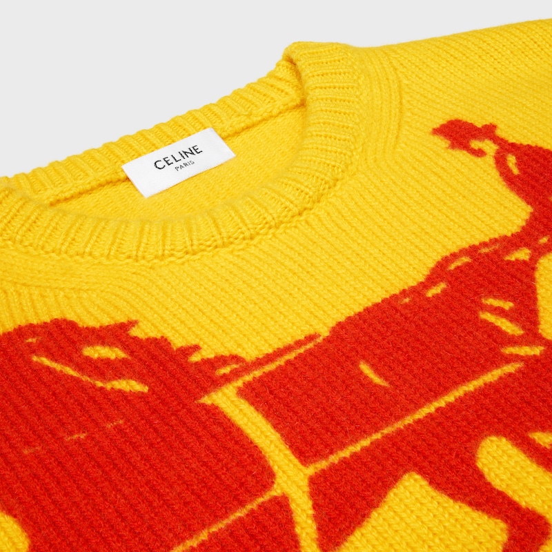crewneck sweater IN cashmere - YELLOW / RED -  - 1 | CELINE