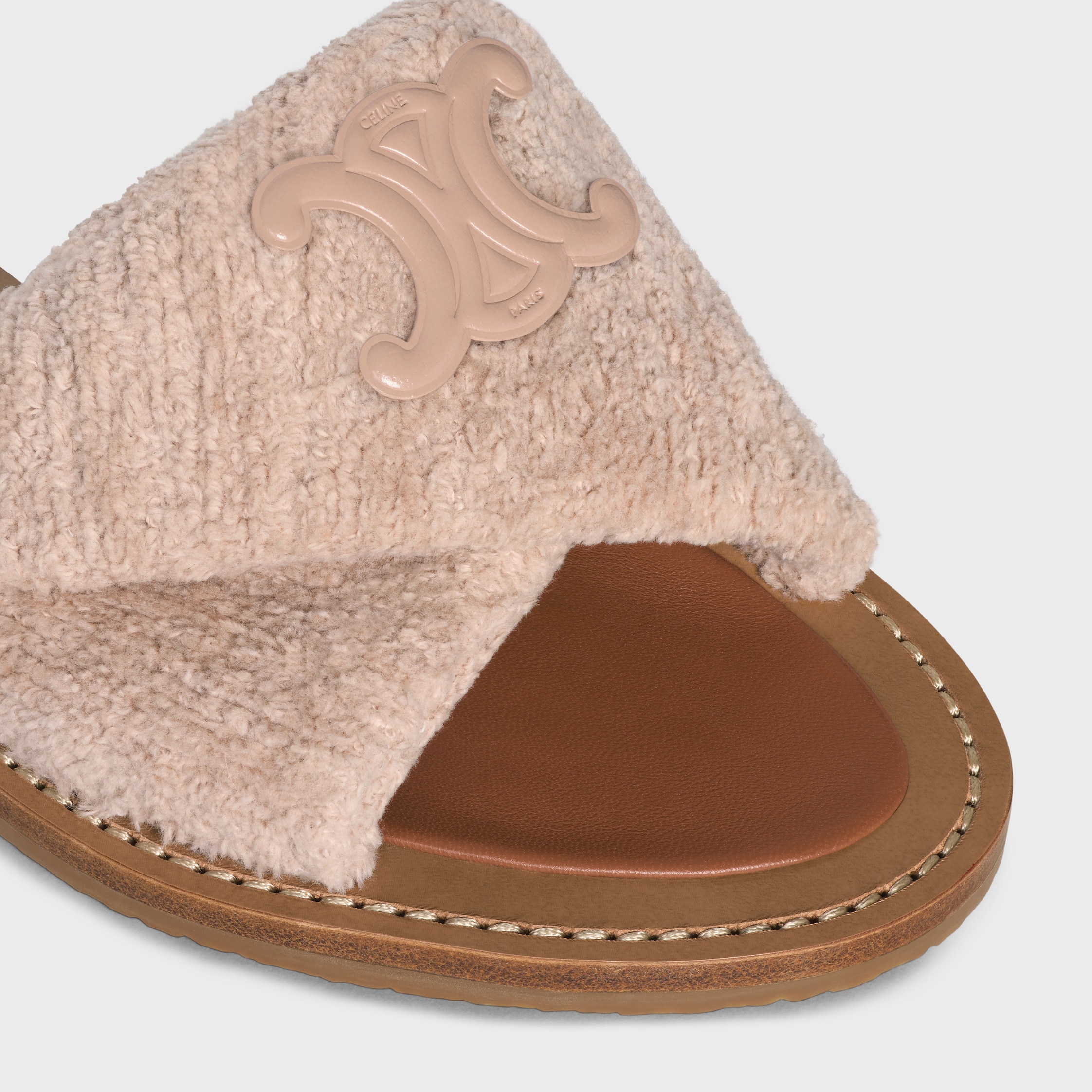 CELINE LYMPIA ツイストサンダル CELINE LYMPIA TWISTED SANDAL IN SPONGE FABRIC - Faded Pink