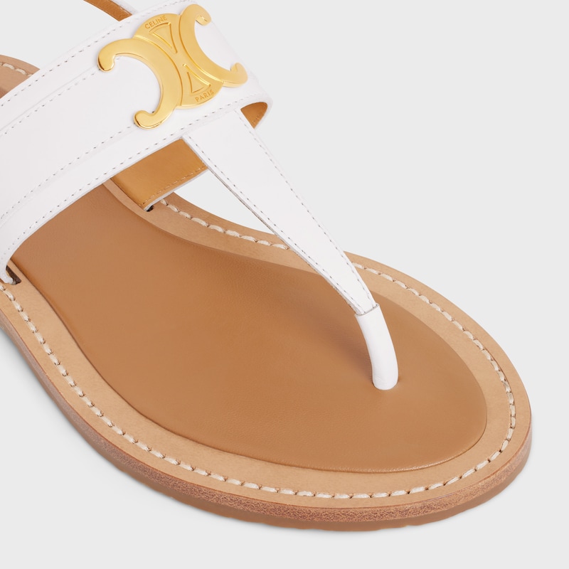 CELINE LYMPIA TRIOMPHE THONG IN CALFSKIN - WHITE -  - 1 | CELINE