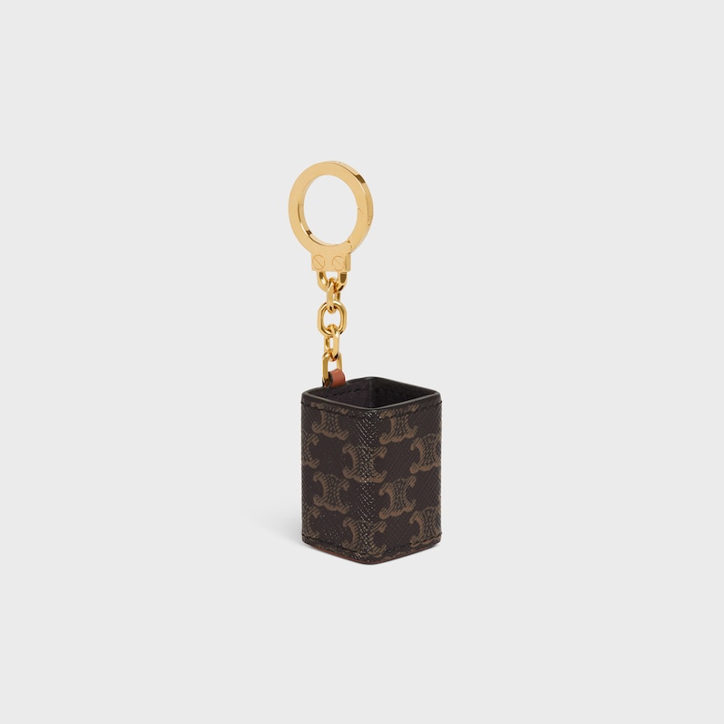 Miniature Perfume Holder Charm in Triomphe Canvas and calfskin - BLACK - BEAUTY ACCESSORIES - 1 | CELINE