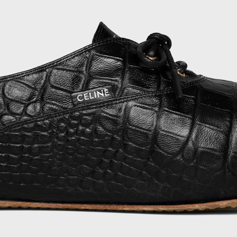 BALLET LACE-UP SHOE IN CROCODILE STAMPED LAMBSKIN - BLACK -  - 1 | CELINE