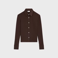 針織合身襯衫 - 深巧克力色 -  - 1 | CELINE