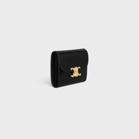 กระเป๋าสตางค์ทรียงฟ์พร้อมฝาปิดขนาดเล็ก หนังลิซาร์ด - สีดำ - SMALL GIFTS - 2 | CELINE