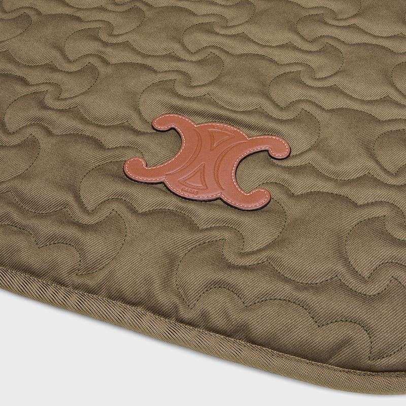 Dog blanket in quilted gabardine textile and wool - KHAKI - DOG ACCESSORIES - 1 | CELINE