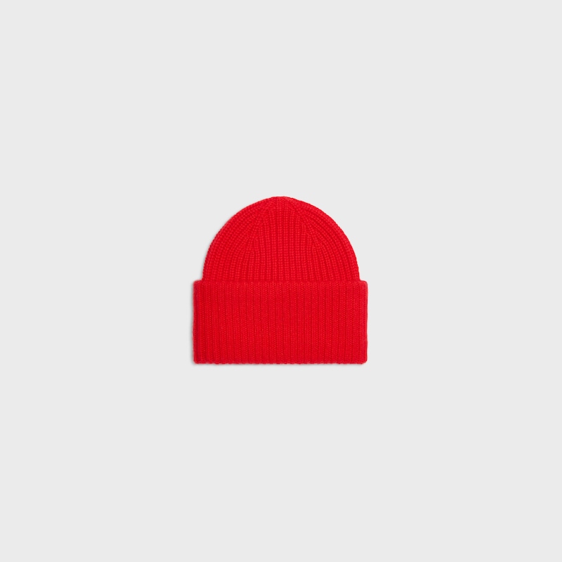 triomphe beanie IN SEAMLESS CASHMERE - BRIGHT RED -  - 1 | CELINE