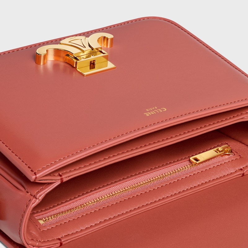 Teen Triomphe Bag in shiny calfskin - RED CANYON - TRIOMPHE - 1 | CELINE