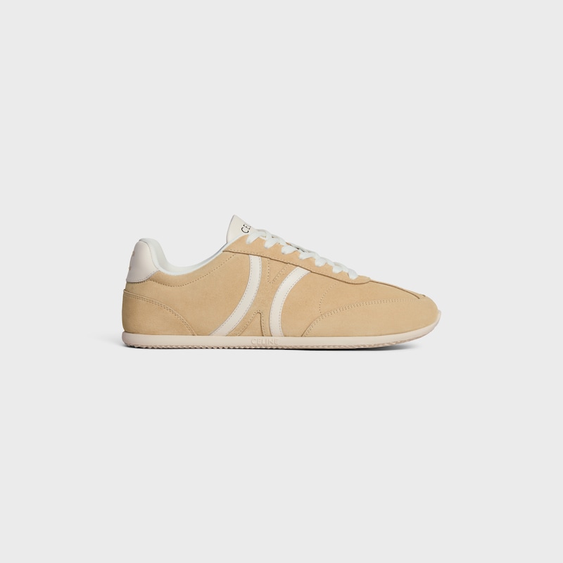 CELINE JOGGER - LOW LACE-UP SNEAKER IN SUEDE CALFSKIN AND CALFSKIN - CAPPUCCINO / WHITE -  - 1 | CELINE