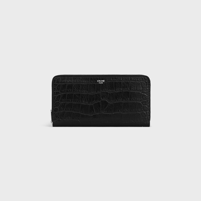 Large zipped wallet IN Crocodile Embossed Calfskin - Black - WALLETS - 1 | CELINE