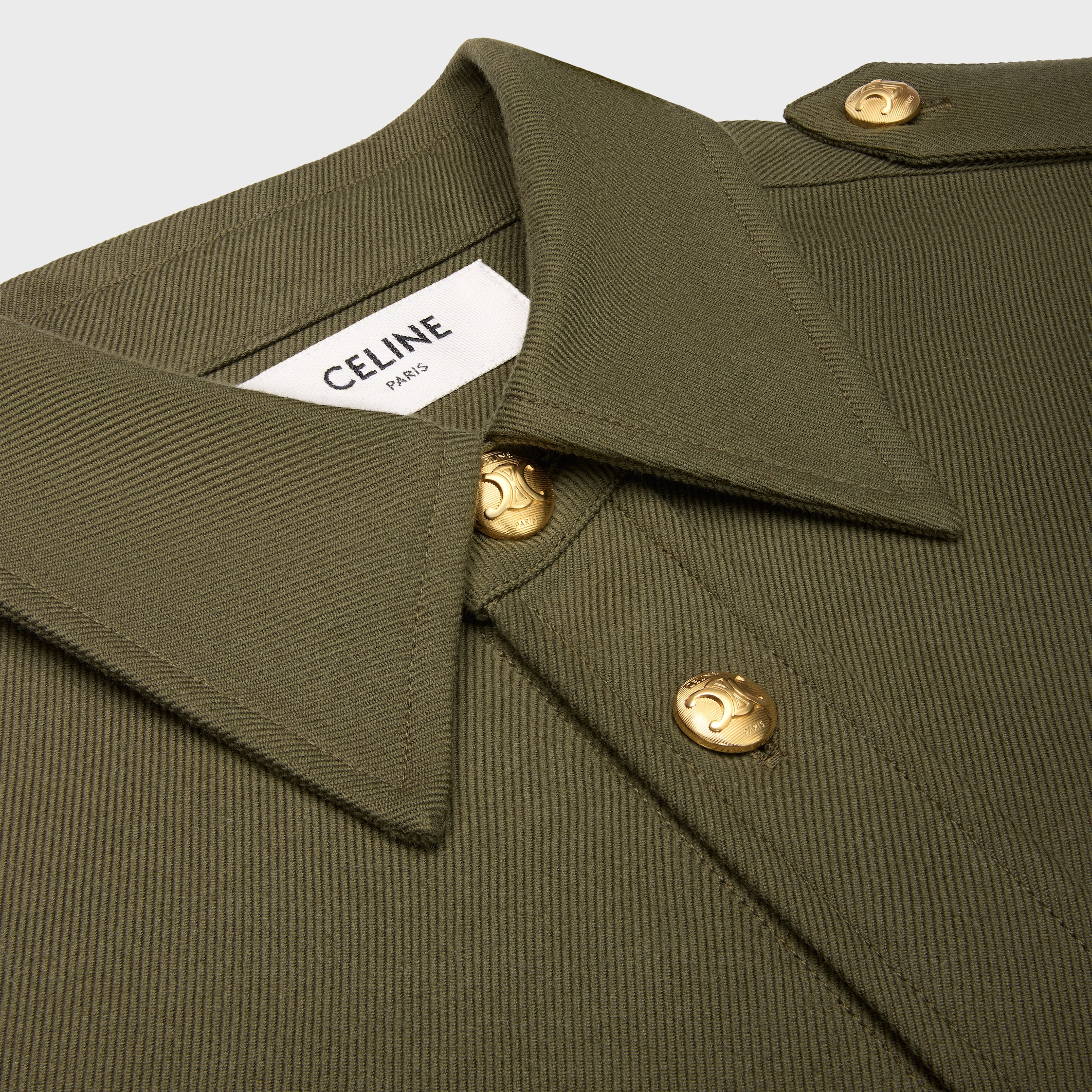 military shirt in lightweight cotton twill - KAKI | CELINE