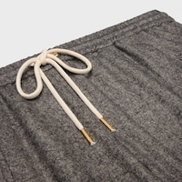 drawstring trousers IN cashmere flannel - LIGHT GREY MELANGE -  - 2 | CELINE