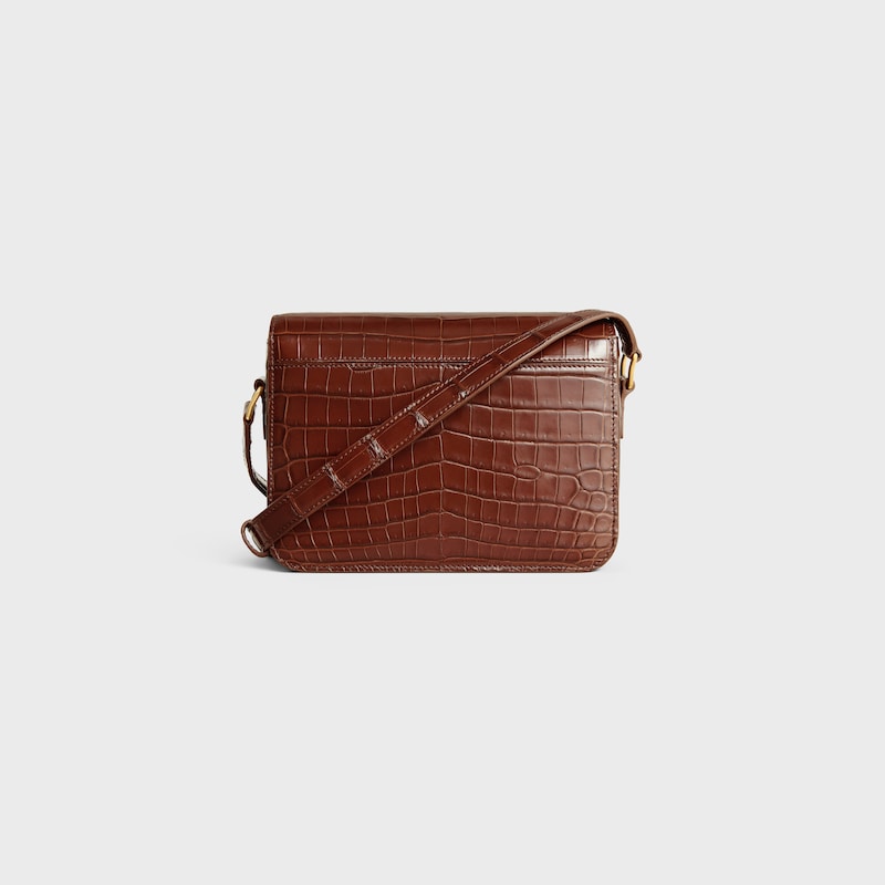 BOLSO TEEN TRIOMPHE DE PIEL DE COCODRILO CON CIERRE DE ESMALTE - MARR&Oacute;N/NEGRO - TRIOMPHE - 1 | CELINE