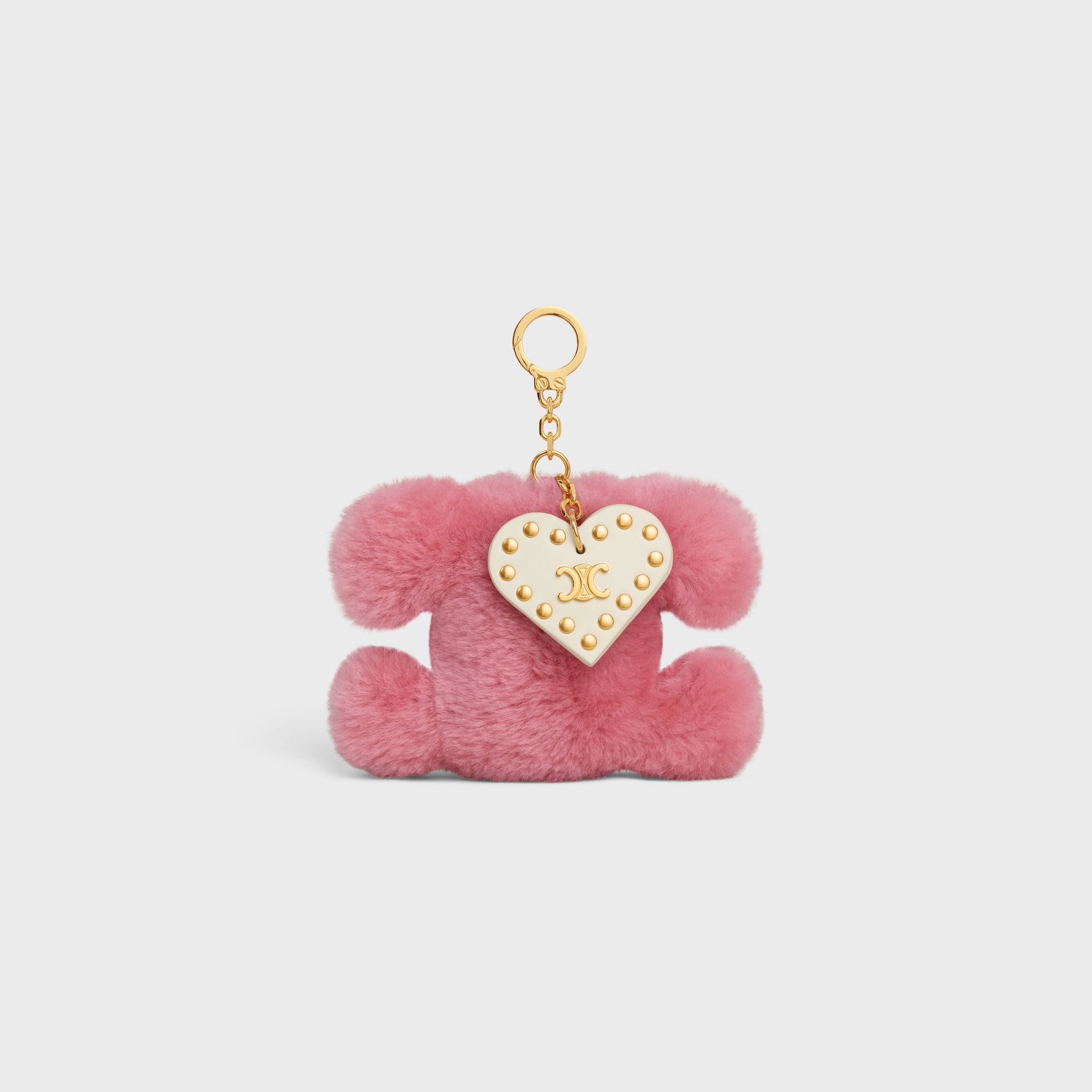 TRIOMPHE POM-POM KEYRING WITH HEART IN SHEARLING AND