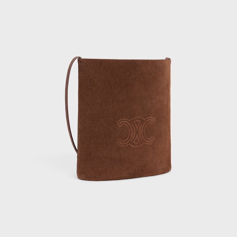 BUCKET IN SUEDE CALFSKIN WITH TRIOMPHE EMBOSSED - BROWN - CROSS-BODY BAGS - 1 | CELINE