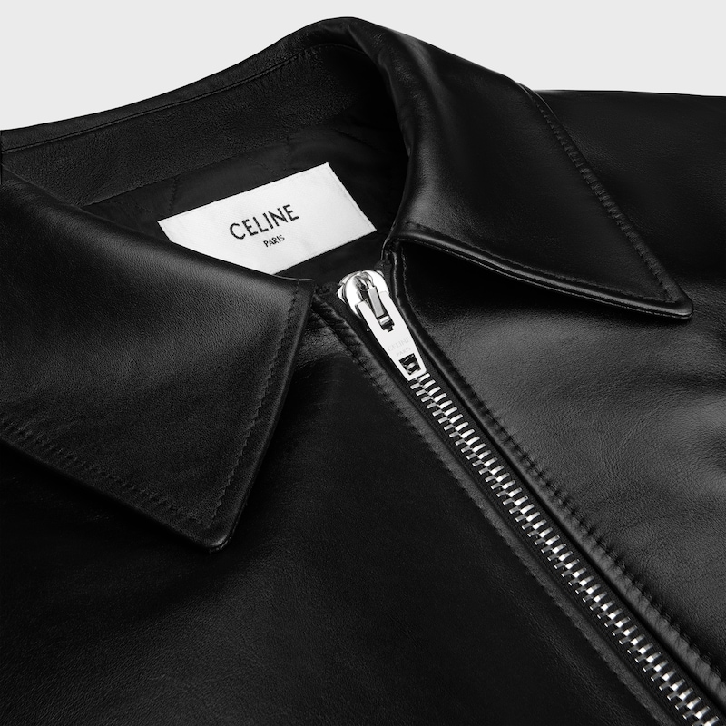 Giacca teddy in pelle di vitello - NERO -  - 1 | CELINE