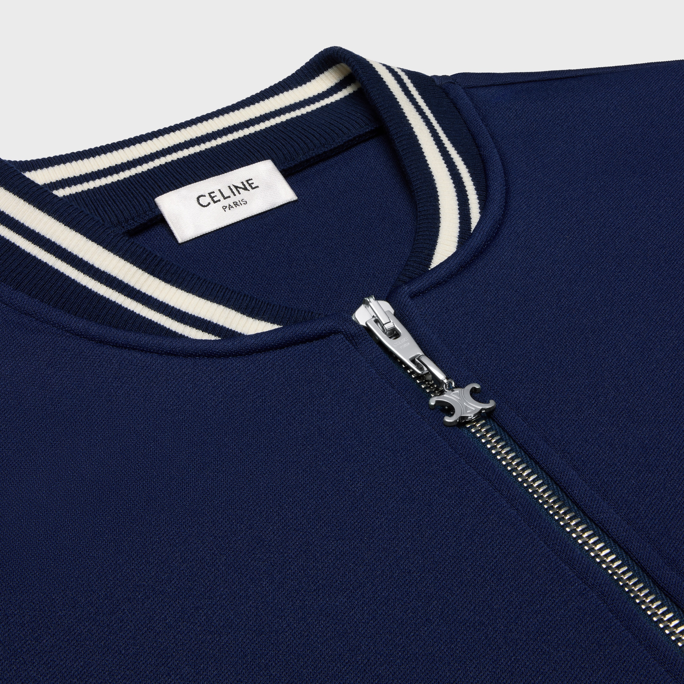 TRIOMPHE TEDDY JACKET IN DOUBLE FACE JERSEY - BLEU NUIT/ECRU