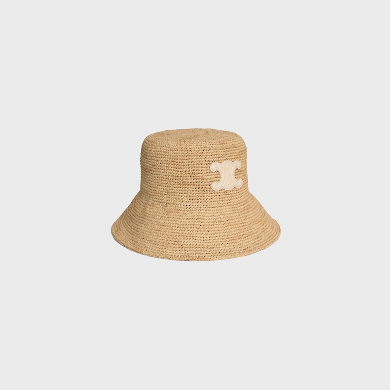 TRIOMPHE BUCKET HAT IN raffia - HONEY/CREAM -  - 1 | CELINE