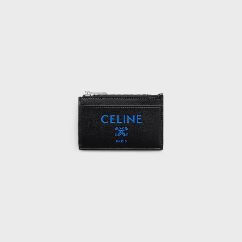 Zipped Card Holder IN SMOOTH LAMBSKIN - BLACK / ULTRA BLUE - NEW - 1 | CELINE