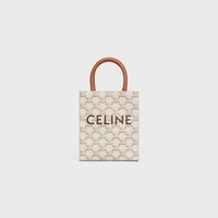 Triomphe帆布迷你型直式Cabas手袋 - 白色 - TRIOMPHE CANVAS標誌印花 - 1 | CELINE