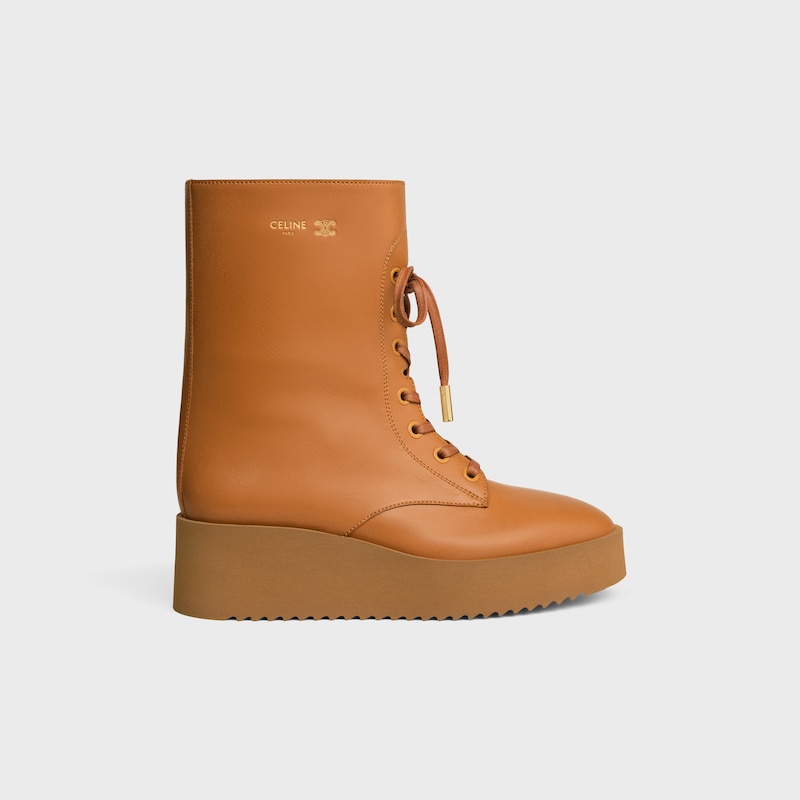 STEP - BOTA CON CORDONES DE PIEL DE BECERRO BRILLANTE - SAHARA -  - 1 | CELINE