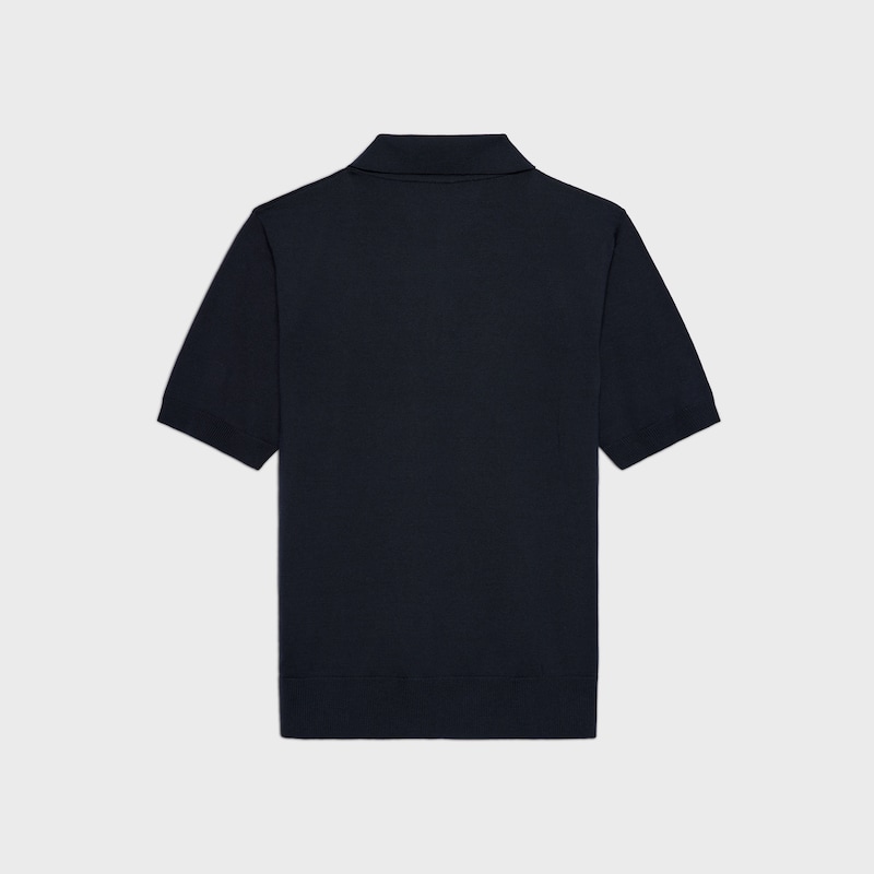 MAGLIA STILE POLO IN SETA FINE E COTONE - BLU NAVY -  - 1 | CELINE