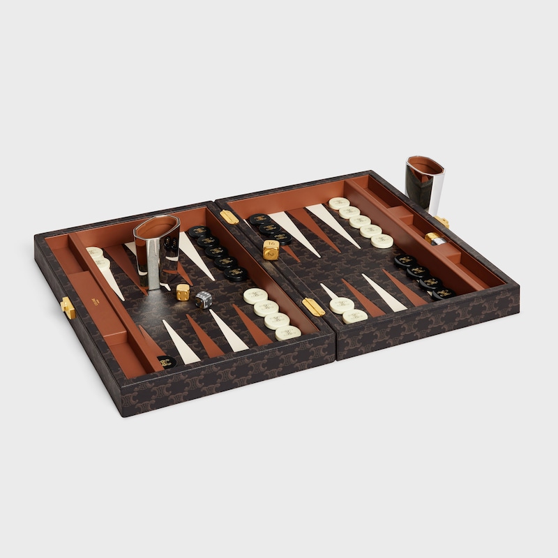 BACKGAMMON IN TRIOMPHE CANVAS - BLACK / TAN - TRAVEL - 1 | CELINE