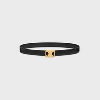 MEDIUM 25MM REVERSIBLE FRAMED TRIOMPHE BELT in TAURILLON AND LIZARD EMBOSSED CALFSKIN - BLACK -  - 1 | CELINE