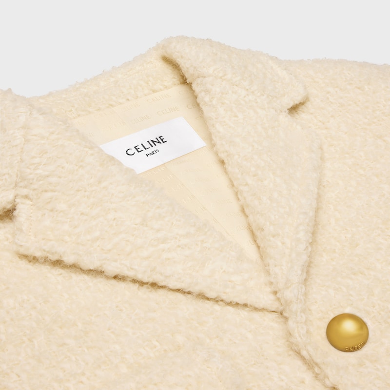 Giacca stile cacciatore in lana e mohair natté - VANIGLIA -  - 1 | CELINE