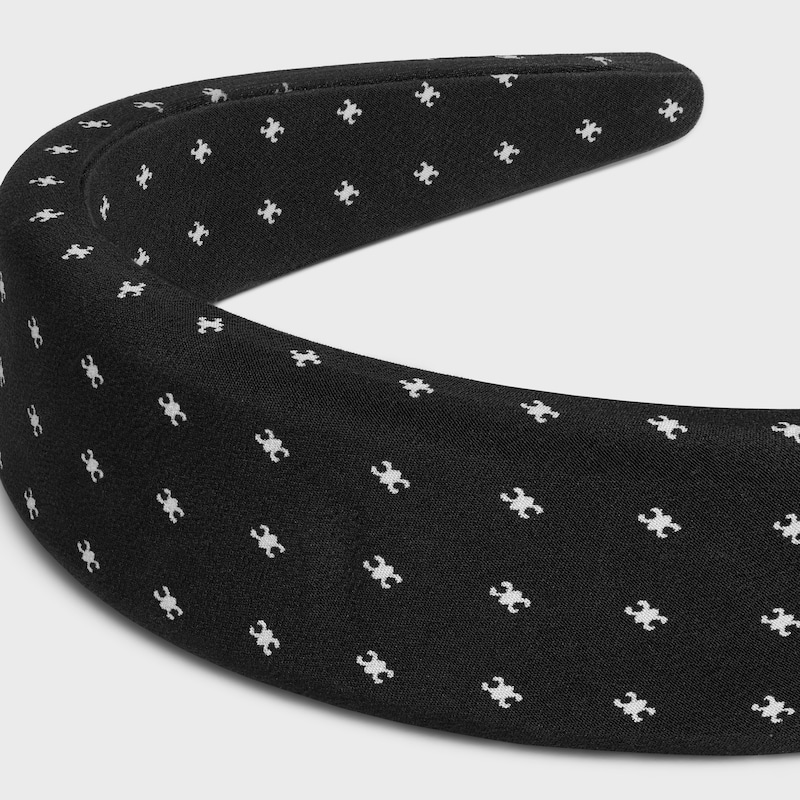Celine MICRO TRIOMPHE HEADBAND in Silk - BLACK / WHITE - HAIR ACCESSORIES - 1 | CELINE