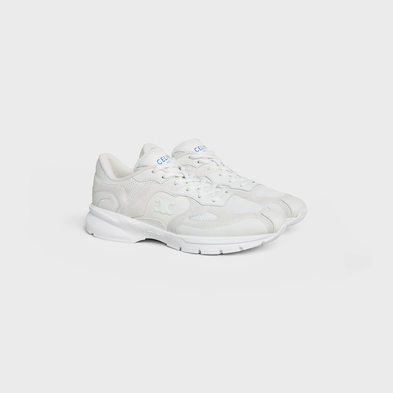 RUNNER SNEAKER IN CALFSKIN, SUEDE CALFSKIN AND MESH - OPTIC WHITE -  - 1 | CELINE