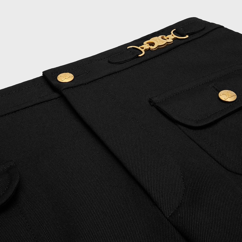 pantalones con cadena gourmette de punto diagonal de lana - NEGRO -  - 1 | CELINE