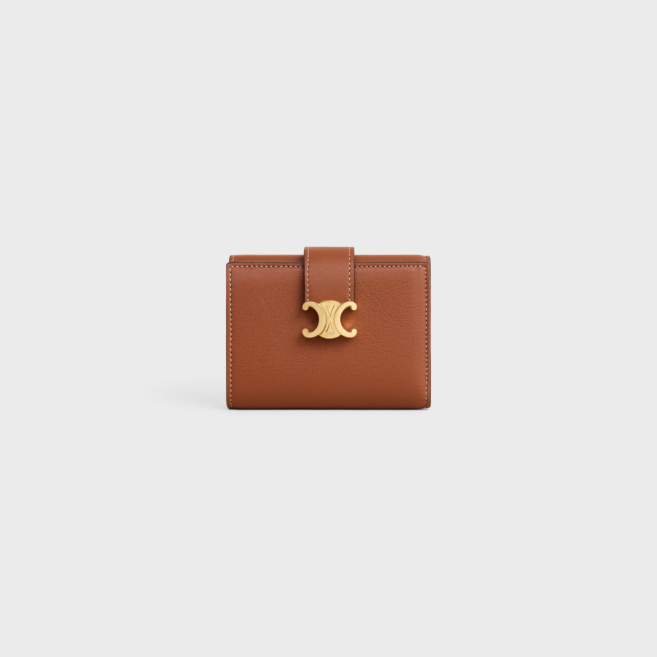 CELINE スモールストラップウォレット カーフスキン ライトピンク 財布 ☆CELINE☆スモールウォレット トリオンフ / シャイニーカーフ