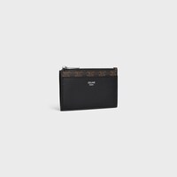 Zipped Card Holder IN Triomphe Canvas and lambskin - BLACK - TRIOMPHE CANVAS - 2 | CELINE