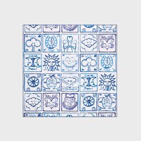 square IN silk twill - WHITE/BLUE -  - 1 | CELINE