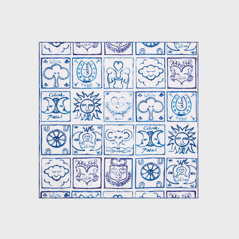 square IN silk twill - WHITE/BLUE -  - 1 | CELINE