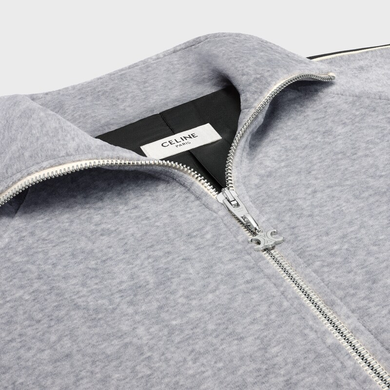 tracksuit jacket IN VELVET COTTON - GREY/ BLACK -  - 1 | CELINE