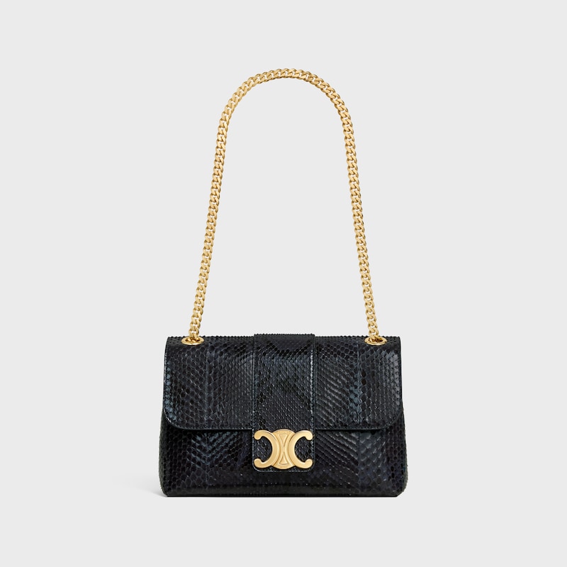 Medium Celine Victoire Bag IN Python - DARK ANTHRACITE - MORE LINES - 1 | CELINE
