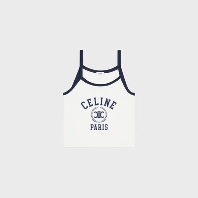 CELINE 탱크 탑 - 코튼 저지 - 오프 화이트/네이비 -  - 5 | CELINE