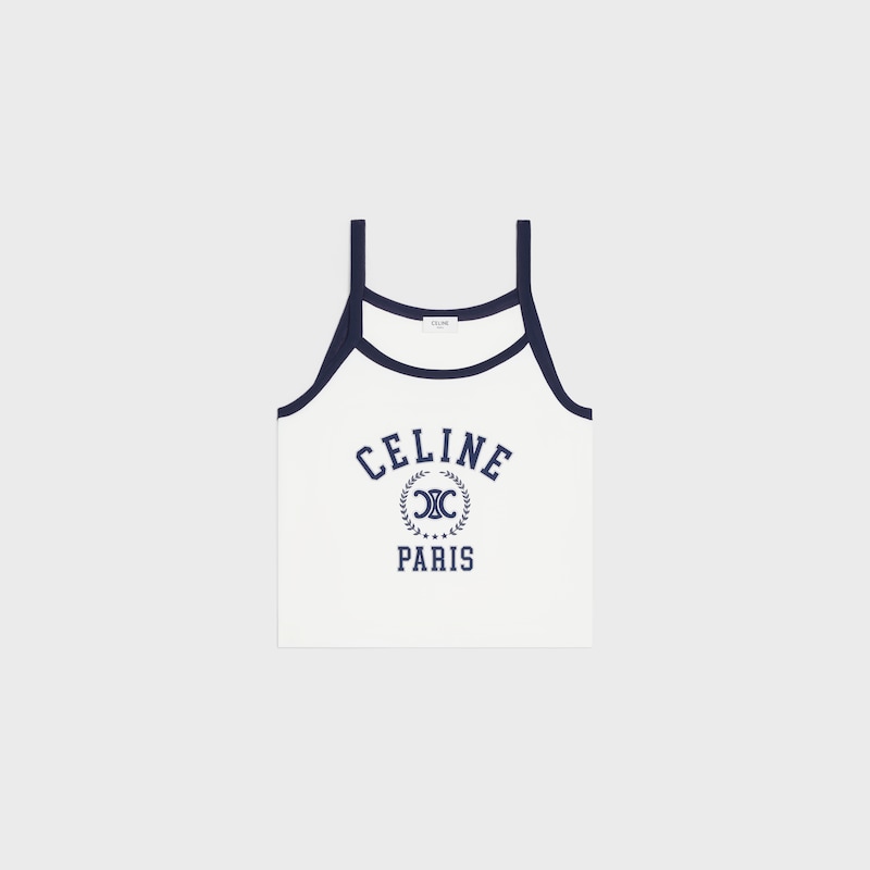 celine tank top IN cotton jersey - OFF WHITE / NAVY -  - 1 | CELINE