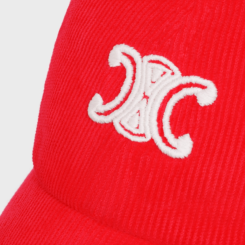 casquette baseball vivienne velours côtelé - ROUGE/BLANC -  - 1 | CELINE