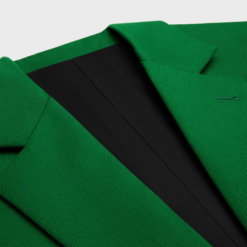 CHAQUETA DE CORTE RECTO DE LANA DIAGONAL - VERDE BOTELLA -  - 1 | CELINE