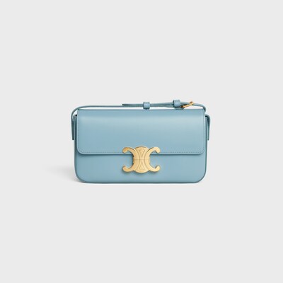 SHOULDER BAG CLAUDE in shiny calfskin - CALIFORNIA BLUE - MORE LINES - 6 | CELINE