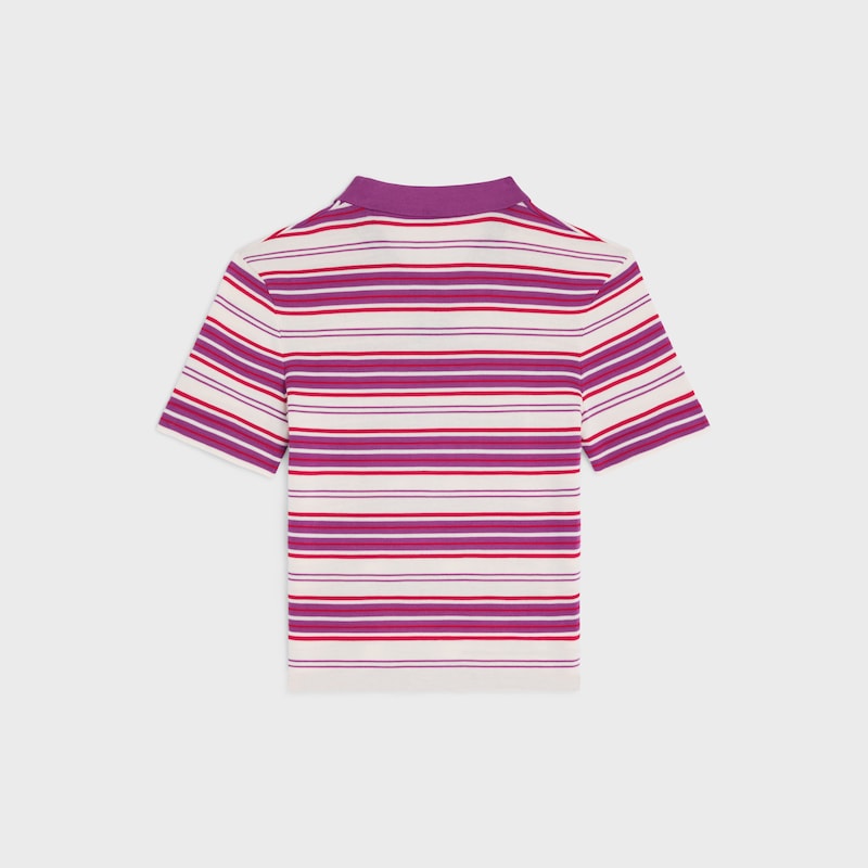 JERSEY ESTILO POLO DE ALGOD&Oacute;N A RAYAS - Blanco / Morado -  - 1 | CELINE